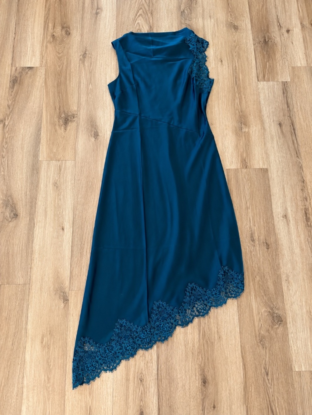 Loft Teal Lace trim Midi Dress